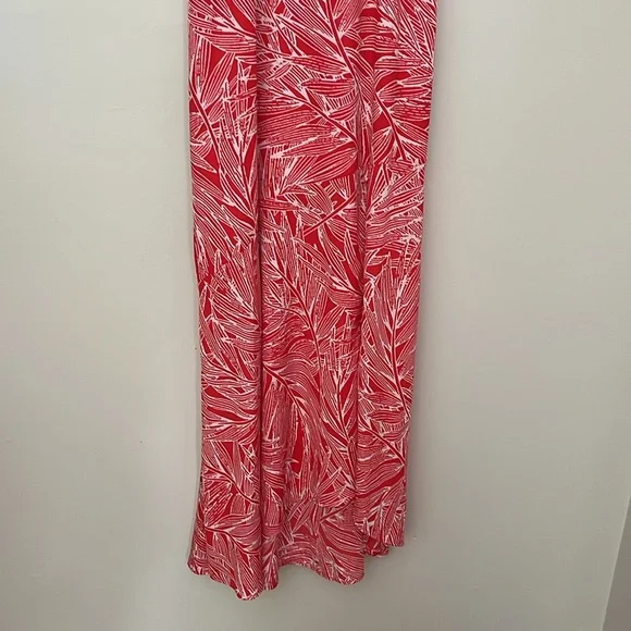 Vici Red White Palm Print Maxi Dress Sleeveless EUC Women's Small S Leg Slit - Picture 5 of 15